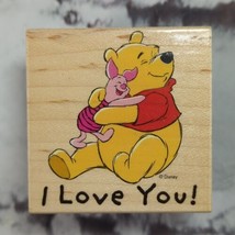 Winnie The Pooh Piglet I Love You Rubber Stamp Wood Mount All Night Media Disney - $9.89