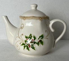 Hans Bella Casa Christmas Holly Gold Swirl Teapot EUC - £18.10 GBP