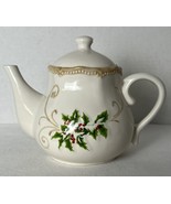 Hans Bella Casa Christmas Holly Gold Swirl Teapot EUC - £17.96 GBP