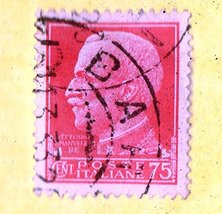 Used Italy Postage Stamp (1929) - 75c - Victor Emmanuel III - Scott # 222 - £7.04 GBP
