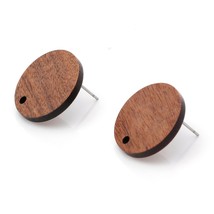 Wood Ear Post Stud Earrings Findings Geometric Brown With Loop Post/ Wire Size:  - £8.01 GBP