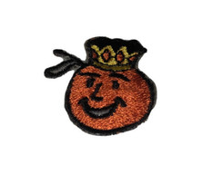 Orange Fruit W/ Facial Features &amp; A Crown Miniature 1” Small Embroidered... - £9.62 GBP