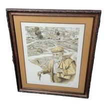 Vintage Emanuel Schary Road To Mt Zion 26&quot; x 22&quot; Carved Wood framed print Signed - £148.70 GBP