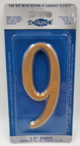 Whitehall Design It 4.75&quot; Gold House Home Address Number 9 Plaque Self Stick - £6.72 GBP