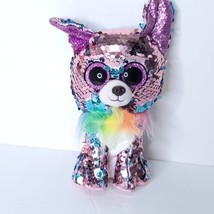 TY Yappy Sequins Dog Plush Purple Blue Shiny  Stuffed Animal 7&quot; - $19.79