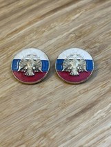 Vintage Lot of 2 Russia State Double Eagle Flag Lapel Pin Hat KG JD - $12.38