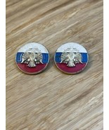 Vintage Lot of 2 Russia State Double Eagle Flag Lapel Pin Hat KG JD - $233.93 MXN