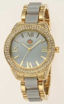 NEW Louis Richard 9354-SS Women&#39;s Glamis Watch Gold Case Grey Enamel Metal Band - £22.51 GBP