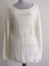 Chicos Cream Sweater 3 = Womens 16 XL Subtle Silver Metallic Pullover Tunic EUC - £31.96 GBP