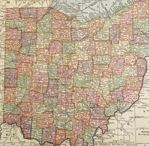 Ohio Map Lithograph 1909 Hammond Art Print United States LGADMap - £32.22 GBP