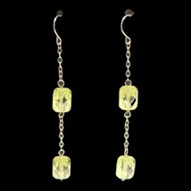 Long Dangle Faceted Peridot Earrings 14K Yellow Solid Gold Stamped Tested 2.6 G - £161.78 GBP