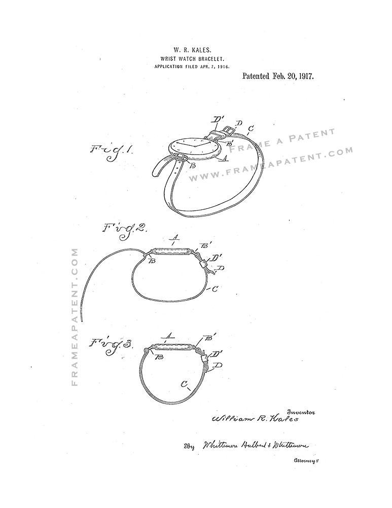 Wrist-watch Bracelet Patent Print - White - $7.95 - $40.95