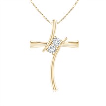 ANGARA Lab-Grown 0.25 Ct Two Stone Diamond Pendant Necklace in 14K Gold - £636.24 GBP