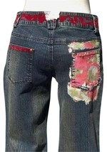Cache Denim Hand Painted Stretch Jean Pant New Velvet Burn Out Trim $158 NWT - £50.51 GBP