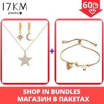 17KM New Bijoux Crystal Star Moon Sun Necklace Set 2020 Gold Dangle Earrings For - £10.03 GBP
