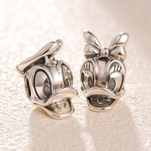 925 Sterling Silver Disney Donald Duck Portrait / Daisy Duck Portrait Charm - £12.69 GBP