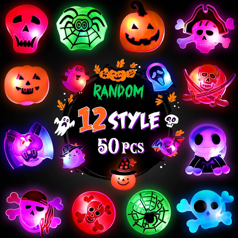 50 Pcs LED Flash Light up Rings - Halloween Toys for Kids, Party Favors & Goodie Item image 3