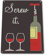 Screw It Bottle Wine Retro Funny Bar Kitchen Wall Art Decor Large Metal Tin Sign - $24.70