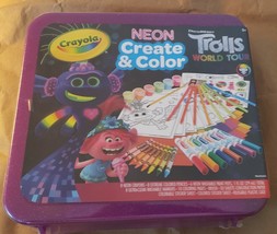 Trolls World Tour, Crayola Dreamworks Neon Create &amp; Color Art Set, 70+ Pieces - £12.32 GBP