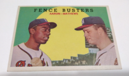Vintage 1959 Topps #212 FENCE BUSTERS Hank Aaron &amp; Eddie Mathews Braves EX - $49.95
