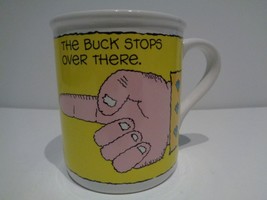 Hallmark 1985 Mug Mates &quot;THE BUCK STOPS HERE&quot; Pointing finger coffe mug cup - $9.90