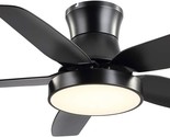 42&quot; Low Profile Ceiling Fan With Lights And Remote Control, Black, Flush... - $181.95