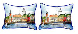 Pair of Betsy Drake Annapolis City Dock Small Pillows 11 Inch X 14 Inch - £54.75 GBP