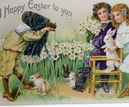 Victorian Easter Postcard Tucks Series 100 Photographer Camera 1909 New Haven CT - £24.97 GBP