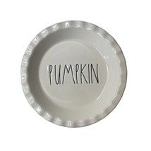 RAE DUNN ARTISAN COLLECTION PUMPKIN Pie Pan 10&quot; Ivory Ceramic Baking Dis... - $22.49