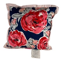 Betsey Johnson Throw Pillow Roses Red Pink White Navy Blue Floral Flowers READ - £19.14 GBP