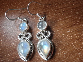 Blue Moonstone Infinity 925 Sterling Silver Dangle Earrings Infinite Love 10123q - £17.25 GBP