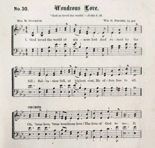 1883 Gospel Hymn Wonderous Love Sheet Music Victorian Religion Ephemera ... - £11.79 GBP