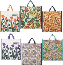 Set of 6 DOUBLE R BAGS Multicolour Canvas Shopping Bags with Double Handle - £15.46 GBP