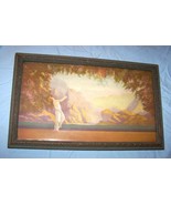 Vintage Framed Art Nouveau Print w/Woman, Trees and Mountains-15 by 9 1/... - $75.00
