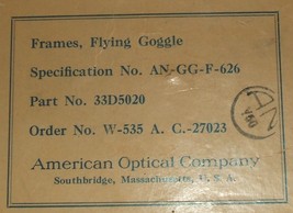 Vintage WWII box for Flyer&#39;s Goggles type AN-6530; early war &amp; VFR! (box... - £31.46 GBP