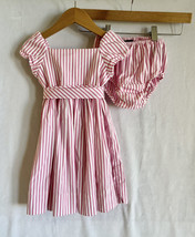 Ralph Lauren Baby Girl Pink Striped Dress 18M Bloomers 100% Cotton Sash EUC - £24.12 GBP