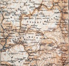 Map Florac To Millau Southern France Rare 1914 Lithograph WW1 Topo Mini DWAA20B - £31.45 GBP
