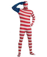Mens Adult 2nd Skin USA Flag Full Body Stretch Jumpsuit Halloween Costum... - £19.61 GBP