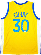 Stephen Curry Dorado Estado Firmado Amarillo Camiseta de Baloncesto Bas Carga - £457.83 GBP
