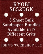 RYOBI S652DGK - 1/4 Sheet - 17 Grits - No-Slip - 5 Sandpaper Bulk Bundles - $4.99