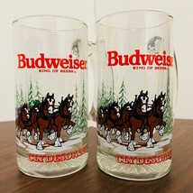 1989 Anheuser Busch Budweiser Clydesdales Horses Glass Beer Mugs Steins Set - £11.82 GBP