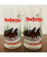 1989 Anheuser Busch Budweiser Clydesdales Horses Glass Beer Mugs Steins Set - £11.65 GBP