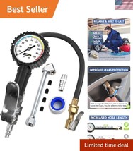 Heavy-Duty Tire Inflator and Pressure Gauge with Long Hose and Swivel Chuck - $644.52 MXN