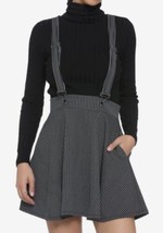 Hot Topic Black &amp; White Pinstripe Suspender Short Skirt Juniors Size Large - £19.54 GBP