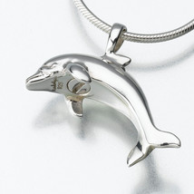 Sterling Silver Dolphin Memorial Pendant Funeral Cremation Jewelry Urn For Ashes - £143.52 GBP