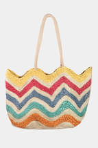 Fame Wavy Rainbow Straw Tote Bag - $100.92 CAD