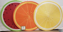 3 Different Round Woven Polypropylene Placemats (15&quot;) Watermelon, Lemon &amp; Orange - £12.69 GBP