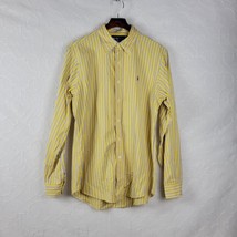 Ralph Lauren Custom Fit Mens Shirt Size L Yellow Striped Button Down Lon... - $18.50