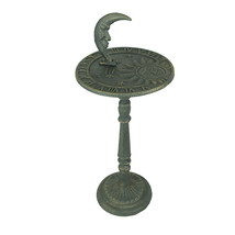 23in Verdigris Cast Iron Celestial Sundial Decorative Garden Pedestal Sun Clock - £54.80 GBP