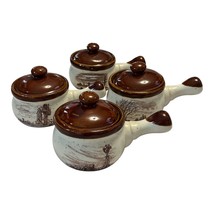 80s Vintage Farmhouse Soup Crock Set – Set of 4 – Brown Rim Stoneware Bo... - $947.72 MXN